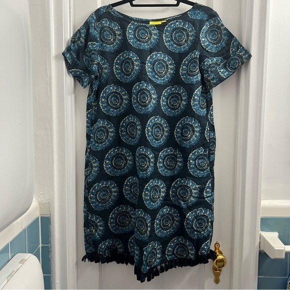 Roller Rabbit Shift Dress Blue Mini Scoop Linen S - Picture 2 of 5